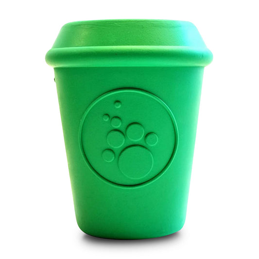 SodaPup Coffee Cup – Durable Dog Treat Dispenser & Chew Toy Made in USA from Non-Toxic Pet Safe Food Safe Natural Rubber Material for Mental Stimulation Problem Chewing Calming Nerves & More