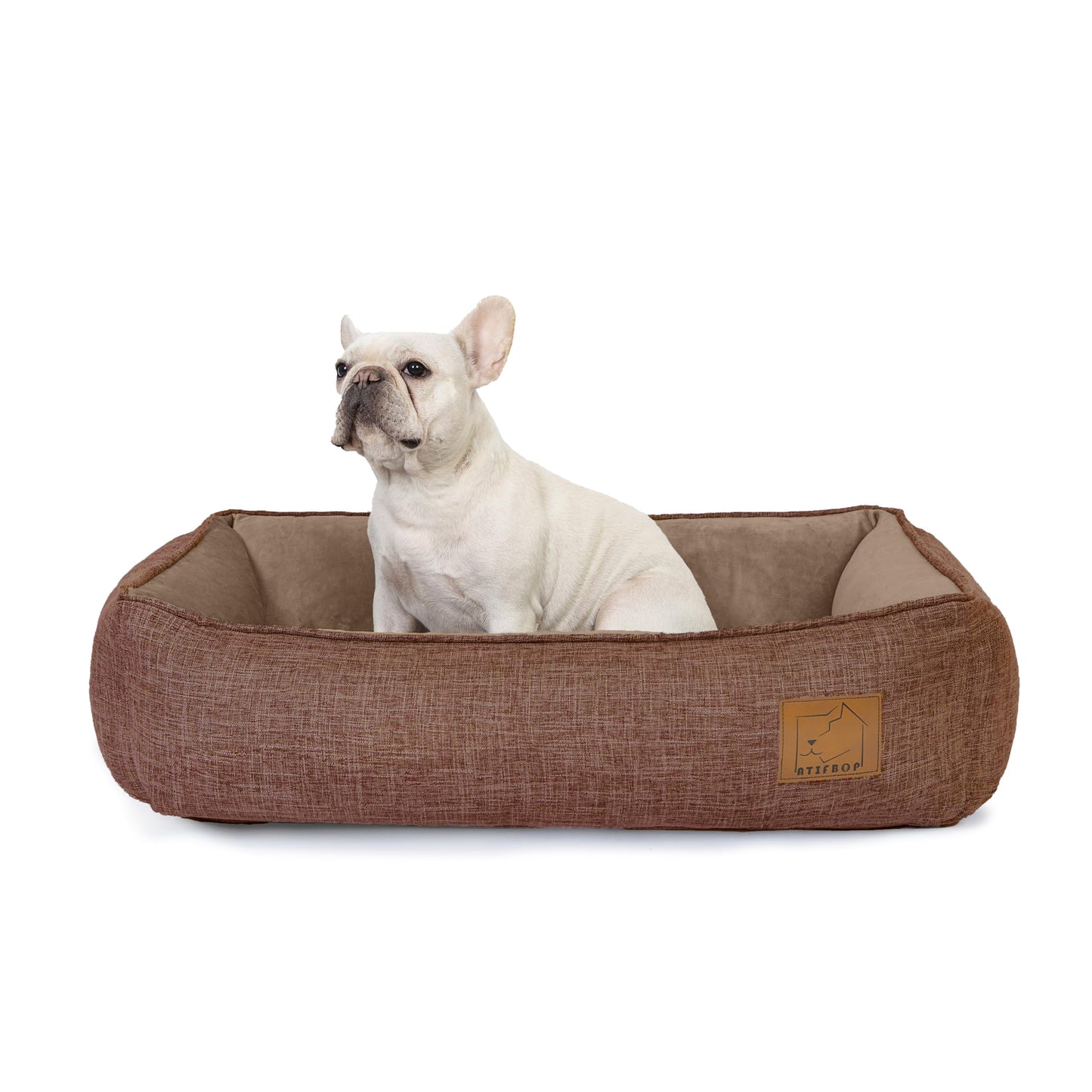 ATIFBOP Orthopedic Dog Bed Memory Foam Dog Sofa with Removable Cover Cooling Energy Gel. Couch Pain Relief Pet Bed (33x23x9 inch Brown)